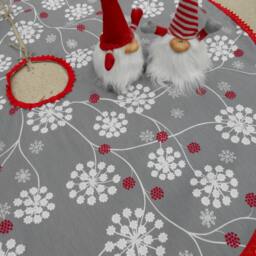 Christmas Tree Skirt Snowflakes Fabric Xmas Holiday Decor Swedish Ornament Snowflake - thumbnail 2