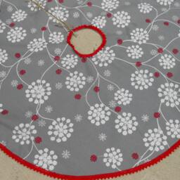 Christmas Tree Skirt Snowflakes Fabric Xmas Holiday Decor Swedish Ornament Snowflake - thumbnail 3
