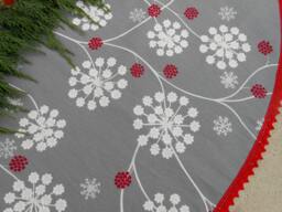 Christmas Tree Skirt Snowflakes Fabric Xmas Holiday Decor Swedish Ornament Snowflake