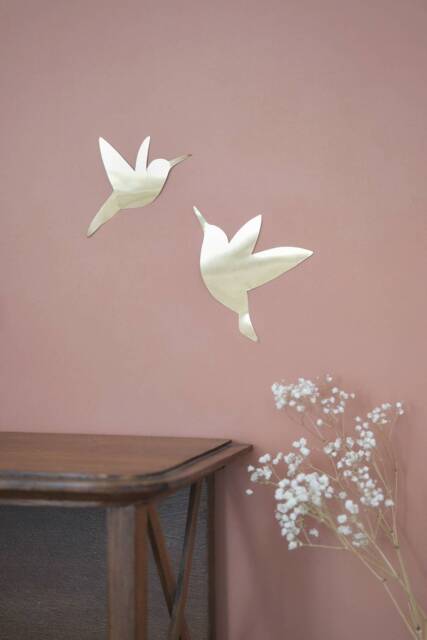 Brass Hummingbirds, Boho Wall Decoration - image 1