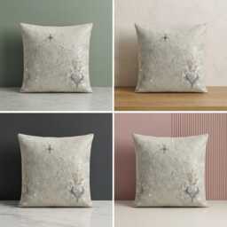 Luxury Cushion Covers Light Blue Sheen Set Of 4 Cream 18x18 - thumbnail 4