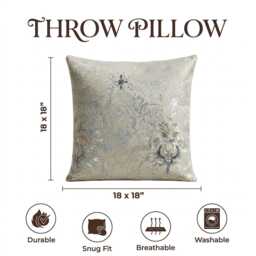 Luxury Cushion Covers Light Blue Sheen Set Of 4 Cream 18x18 - thumbnail 3