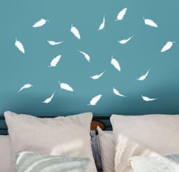 Pillow Fight Feather Vinyl Wall Decal Set - Includes 20 Individual Feathers - thumbnail 1