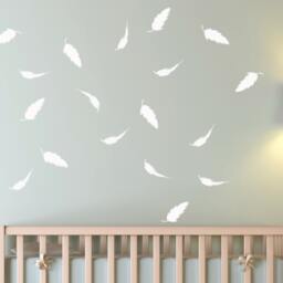 Pillow Fight Feather Vinyl Wall Decal Set - Includes 20 Individual Feathers - thumbnail 2