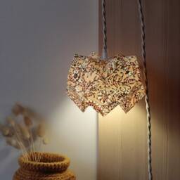 Enea Cocotte Lamp, Portable Origami Light Fixture, Lampshade, Fabric, Origami, Floral Bedside Indian - thumbnail 2