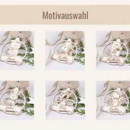 Personalized Christmas Tree Wooden Pendant With Animal Motif, Decoration Desired Name, Ball Made Of Wood - thumbnail 3