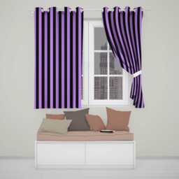 Purple Black Wavy Stripe Abstract Seamless Pattern Readymade Eyelet Ring Top Thermal 100% Blackout Curtains