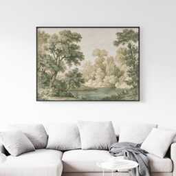 Woodland Lake Poster, Green Nature Print, Botanical Wall Art, Paper - thumbnail 3