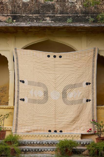 Handmade Block Printed Cotton Quilt Modern King/Queen Bedspread, Indian Kantha Comforter, Reversible Bedset - image 1