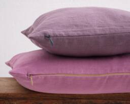 Linen Pillow Cover - Square Pillow Cover Softened Case Zipper Stylish Organic - thumbnail 1