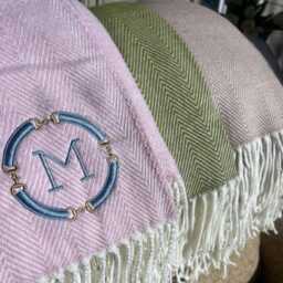 Personalized Equestrian Herringbone Throw Blanket