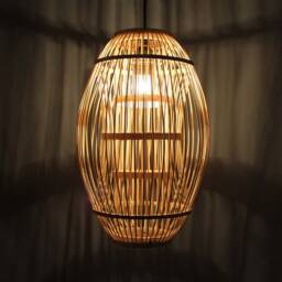 Bamboo Pendant Light Rugby-Shaped Woven Lampshade - thumbnail 3