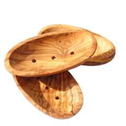 Large Olive Wood Soap Dish, Handmade Holder For Bar & Shampoo Bars - thumbnail 3