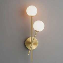 2 Light - Modern Mid-Century Style Raw Brass Bed Side Wall Lamp With Glass Globe Shades Mordern Brushed Sconce - thumbnail 2