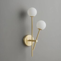 2 Light - Modern Mid-Century Style Raw Brass Bed Side Wall Lamp With Glass Globe Shades Mordern Brushed Sconce - thumbnail 3