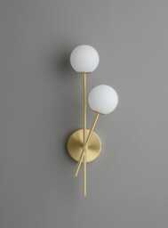 2 Light - Modern Mid-Century Style Raw Brass Bed Side Wall Lamp With Glass Globe Shades Mordern Brushed Sconce - thumbnail 1