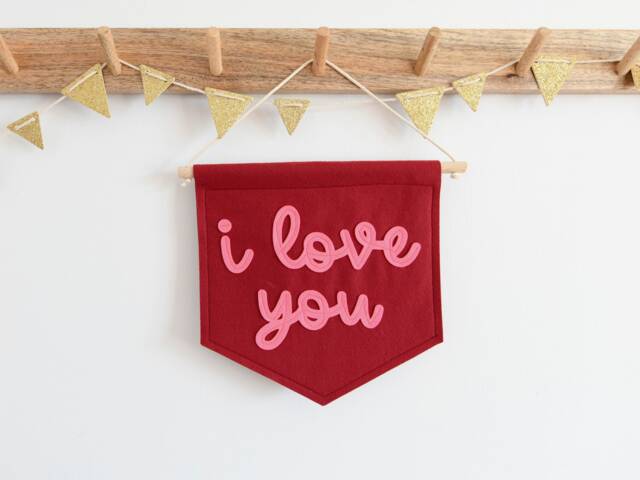 I Love You Mini Felt Banner Nursery Wall Decor Kids Room Flag - image 1