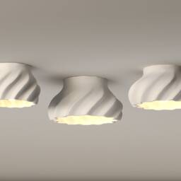 Floral Ceiling Light Fixture, Ceramic Flush Mount Lighting, Wabi-Sabi Design - Naaya Swirl - thumbnail 4