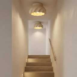 Floral Ceiling Light Fixture, Ceramic Flush Mount Lighting, Wabi-Sabi Design - Naaya Swirl - thumbnail 4