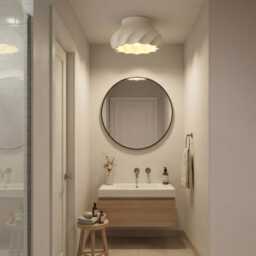 Floral Ceiling Light Fixture, Ceramic Flush Mount Lighting, Wabi-Sabi Design - Naaya Swirl - thumbnail 3