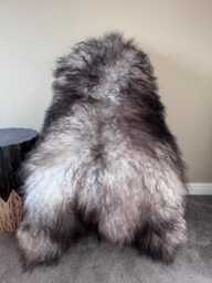 xxl Large Icelandic Sheepskin Rug Long Wavy Wool, Natural Undyed Grey/Silver/White/Ivory/Black/Brown - thumbnail 1