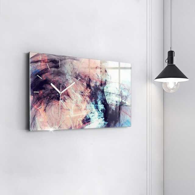 Abstract Image Large Wall Clock, Pink Horizontal Clock, Abstraction Unique Wall Modern Clock - image 1
