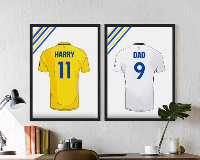Leeds Personalised Football Shirt 2024-25 Name Print United Gift - Poster Home Decor Custom Art Frames For Him Boy Dad Son Granddad - image 1