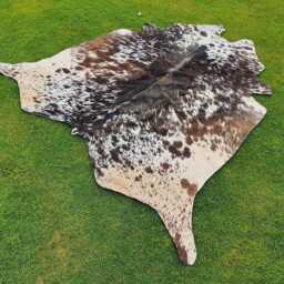 Natural Brown & White Speckled Cowhide Rug-Exotic Hair On Rug-Luxury Rug-Brazillian Floor Area Rug-Western Decor - thumbnail 3