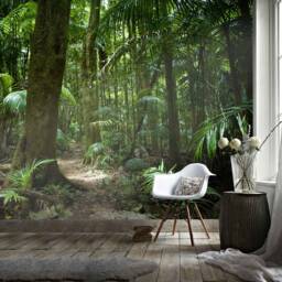 3D Forest Wallpaper Mural, Tropical Green Leaf Wall Decor, Peel & Stick - thumbnail 2