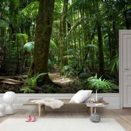 3D Forest Wallpaper Mural, Tropical Green Leaf Wall Decor, Peel & Stick - thumbnail 3