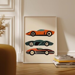 Vintage Sports Car Poster, Retro Racing Print, Automotive Wall Art - thumbnail 3