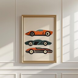 Vintage Sports Car Poster, Retro Racing Print, Automotive Wall Art - thumbnail 2