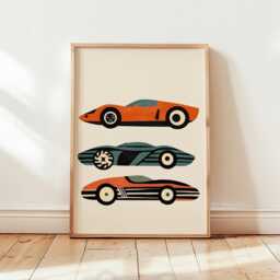 Vintage Sports Car Poster, Retro Racing Print, Automotive Wall Art - thumbnail 4