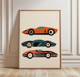 Vintage Sports Car Poster, Retro Racing Print, Automotive Wall Art - thumbnail 1