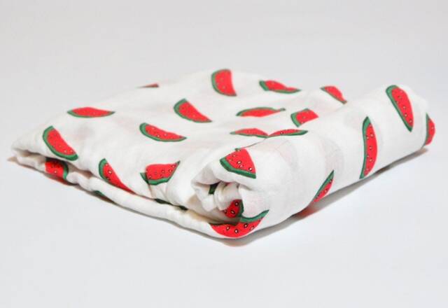 Organic Bamboo Watermelon Muslin Baby Swaddle Blanket - image 1
