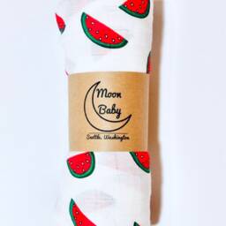 Organic Bamboo Watermelon Muslin Baby Swaddle Blanket - thumbnail 2