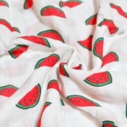 Organic Bamboo Watermelon Muslin Baby Swaddle Blanket - thumbnail 3