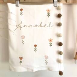 Personalised Baby Blanket, Floral Gift, Baby New Wildflower Nursery Decor - thumbnail 2