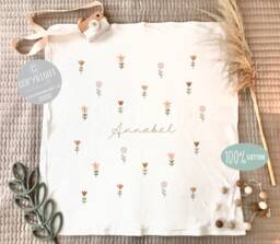 Personalised Baby Blanket, Floral Gift, Baby New Wildflower Nursery Decor - thumbnail 1
