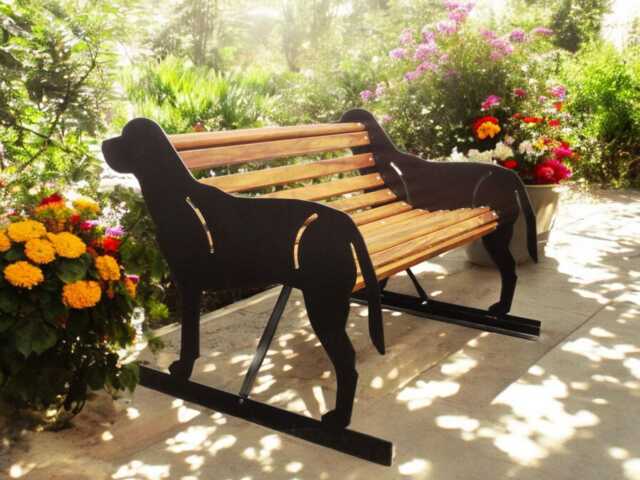 Hand-Crafted Labrador Retriever Garden Bench Metal & Wood Outdoor Seating - Personalised Option - image 1