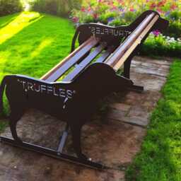 Hand-Crafted Labrador Retriever Garden Bench Metal & Wood Outdoor Seating - Personalised Option - thumbnail 3