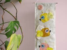 Decorative Linen Wall Hanging For Children's Or Baby's Room With Animal Bird Pattern, Natural Fibers, Handmade - thumbnail 1