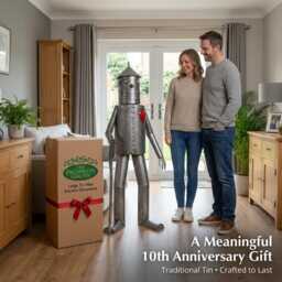 Large Tin Man Garden Ornament Statue 135cm - Metal Outdoor Sculpture Statement Decor Unique Gift - thumbnail 3