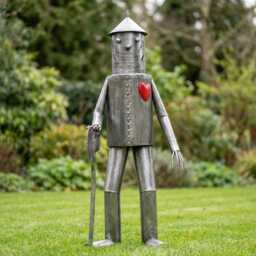 Large Tin Man Garden Ornament Statue 135cm - Metal Outdoor Sculpture Statement Decor Unique Gift - thumbnail 1
