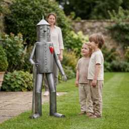Large Tin Man Garden Ornament Statue 135cm - Metal Outdoor Sculpture Statement Decor Unique Gift - thumbnail 2