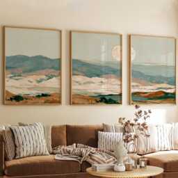 Sage Desert Poster Set, Terracotta Mountain Landscape Wall Art - thumbnail 4