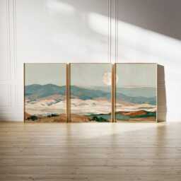 Sage Desert Poster Set, Terracotta Mountain Landscape Wall Art - thumbnail 3
