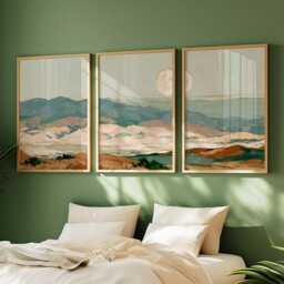 Sage Desert Poster Set, Terracotta Mountain Landscape Wall Art - thumbnail 2
