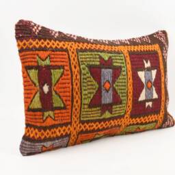 Handwoven Kilim Pillow Cover 16x24 Turkish Bohemian Throw - thumbnail 3