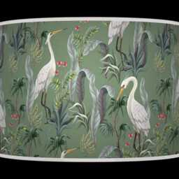 Tropical Birds Sage Green Handmade Pendant Light Lampshade - thumbnail 2